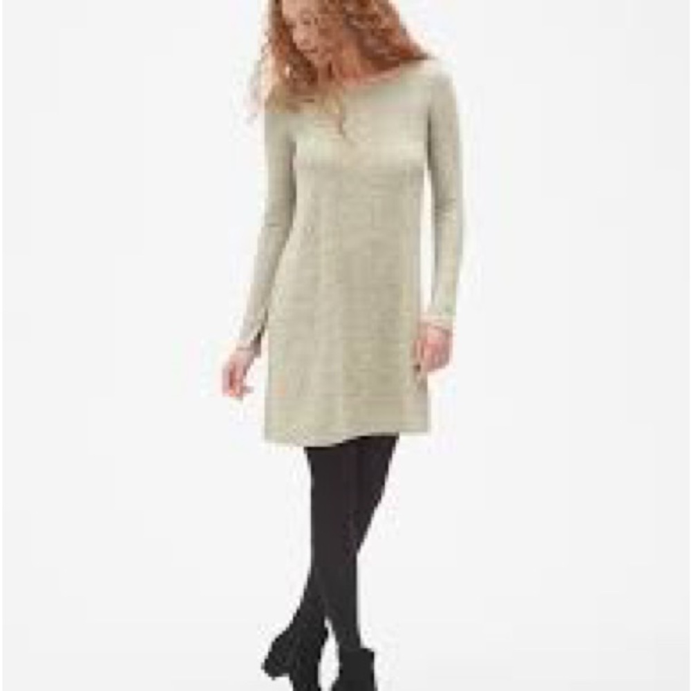 Gap Metallic Swing silver gold gray sweater long sleeve Dress XS
